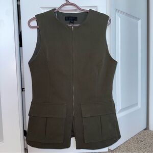 Zara Olive Green Sleeveless Zip-Up Vest